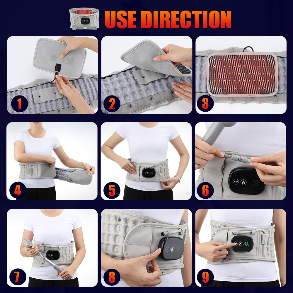 LED Massage Heating Decompression Waist Belt